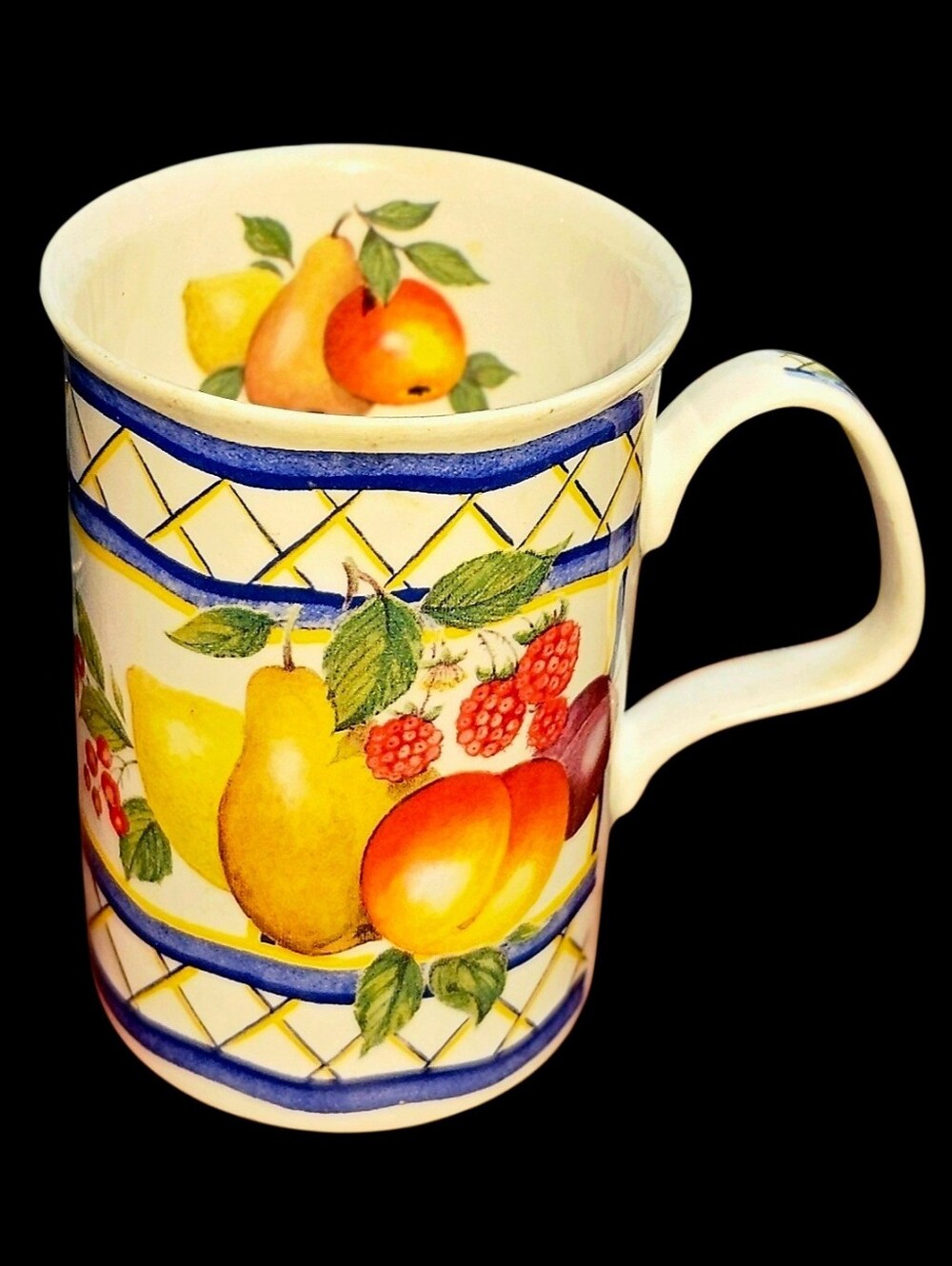 Vintage 1994 4" Porcelain Coffee Mug "Majolica" by ROY KIRKHAM, made in England
